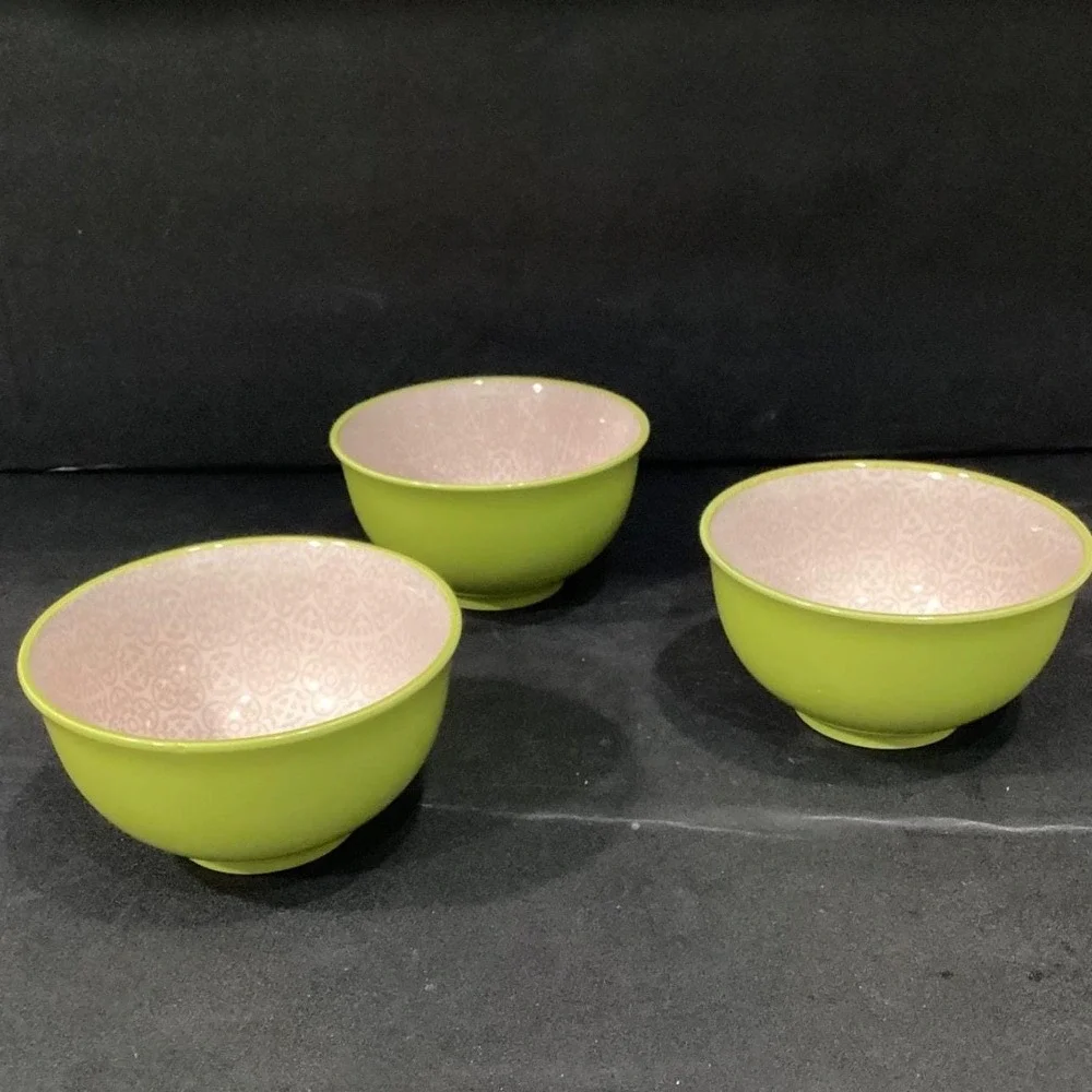 Jameson & Tailor Lime Green Cereal Bowls, Set of 3, Vintage Boutique Kitchenware
